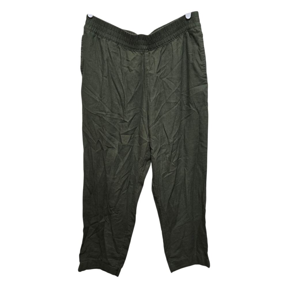 Old Navy Linen Pants Olive Green High Rise Straight L